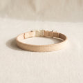 Narrow pale blonde leather cat collar with breakaway safety buckle, 1.0cm width